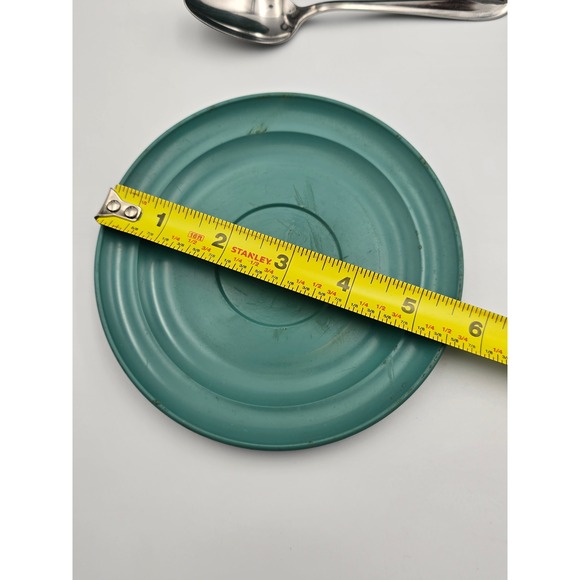 Empire Coffeepot USA Teal Melamine Tea Cups Saucers Spoons Set 2 Vintage - Picture 7 of 16